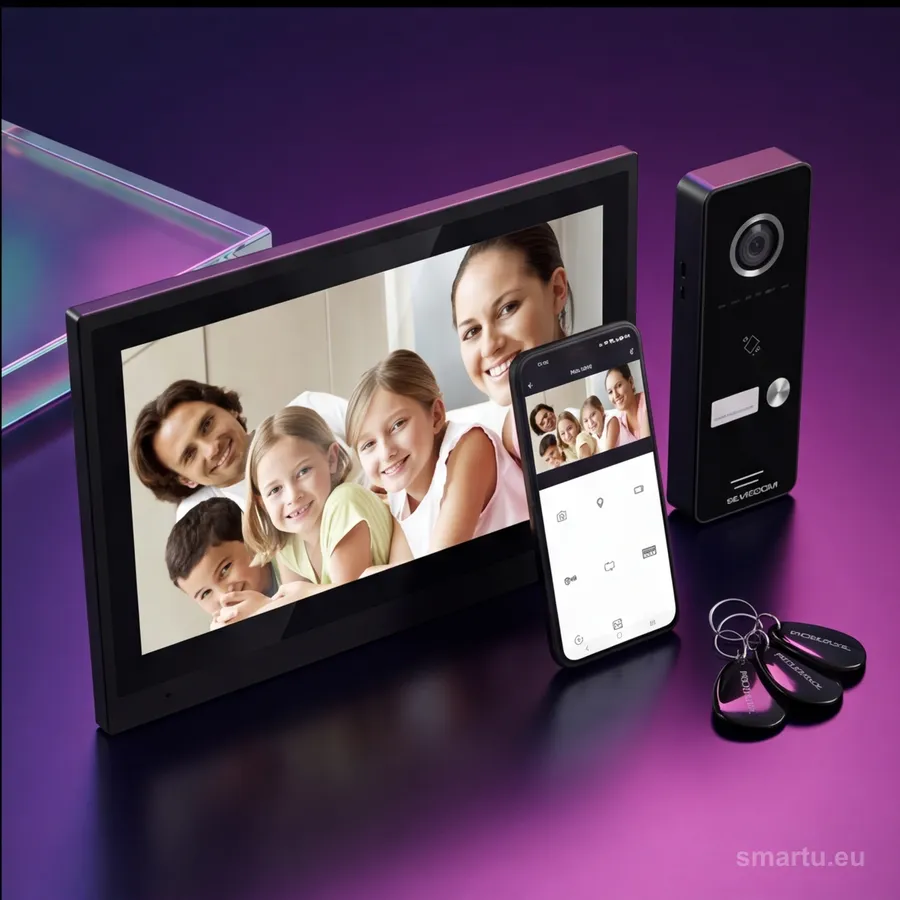 Wideodomofon REVIZOOM RM-T402HD BLACK 10 cali z stacja RC-411HD-C widok zestawu Wideodomofon REVIZOOM RM-T402HD BLACK 10 cali z stacja RC-411HD-C widok zestawu