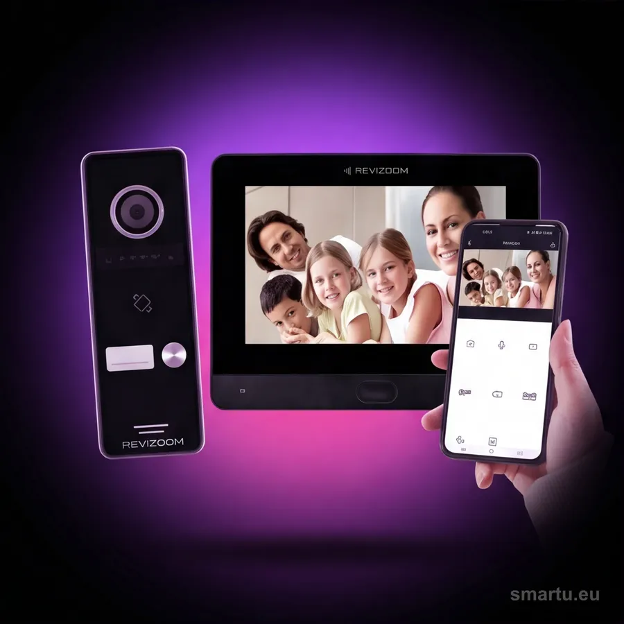 REVIZOOM RM-T471HD BLACK RC-411HD-C wideodomofon WiFi 7 cali czarny czytnik RFID 1080p zestaw REVIZOOM RM-T471HD BLACK RC-411HD-C wideodomofon WiFi 7 cali czarny czytnik RFID 1080p zestaw