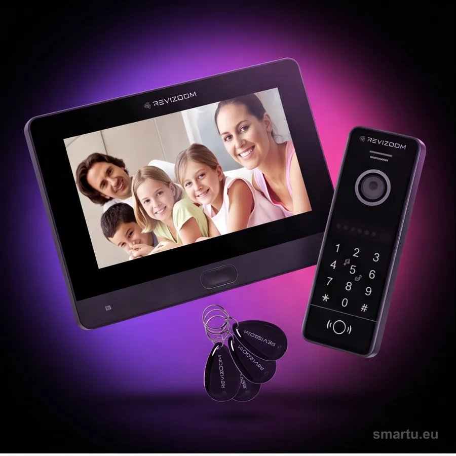 Wideodomofon REVIZOOM RM-T471HD BLACK RC-411HD-CK 7 cali 2Mpx WiFi LAN RFID klawiatura czarny zestaw Wideodomofon REVIZOOM RM-T471HD BLACK RC-411HD-CK 7 cali 2Mpx WiFi LAN RFID klawiatura czarny zestaw