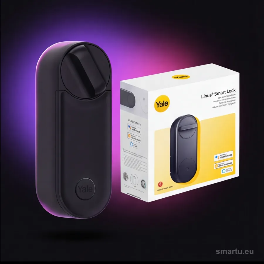 Yale Linus L2 Smart Lock czarny zamek inteligentny widok frontu Yale Linus L2 Smart Lock czarny zamek inteligentny widok frontu