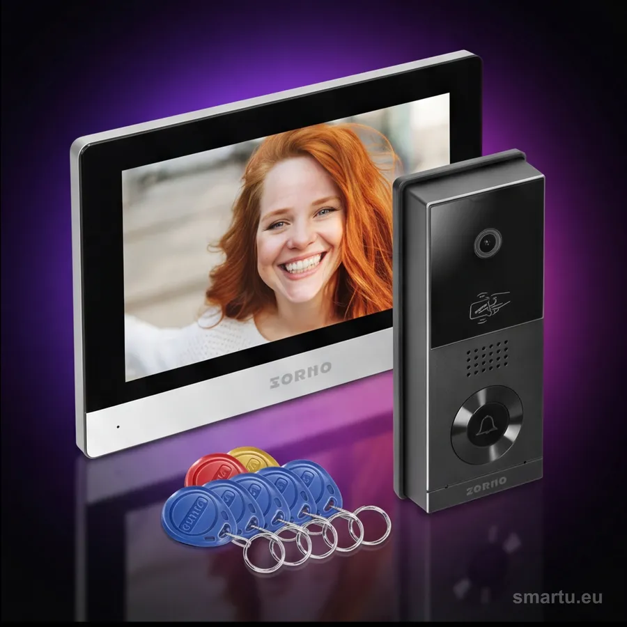 ORNO XIRAN OR-VID-MA-1079/B wideodomofon 2-żyłowy 8″ FullHD RFID WiFi TUYA mikroSD zestaw