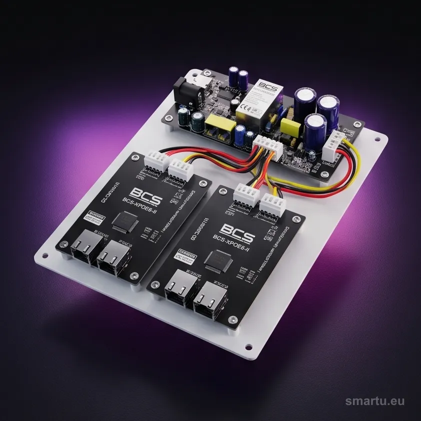 System zasilania do 9 kamer IP ze switchem PoE w obudowie wewnętrznej BCS POWER BCS-IP8/E-S System zasilania do 9 kamer IP ze switchem PoE w obudowie wewnętrznej BCS POWER BCS-IP8/E-S
