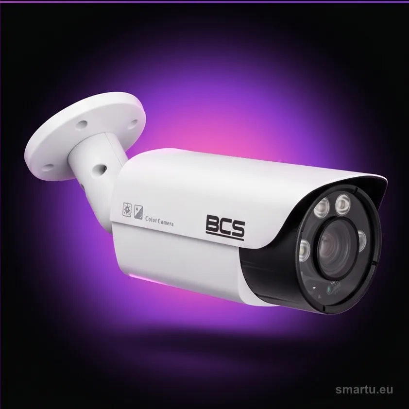 Kamera tubowa BCS-TA65VSR7 5MP STARVIS z obiektywem varifocal 5-50mm zamontowana na słupie na zewnątrz Kamera tubowa BCS-TA65VSR7 5MP STARVIS z obiektywem varifocal 5-50mm zamontowana na słupie na zewnątrz