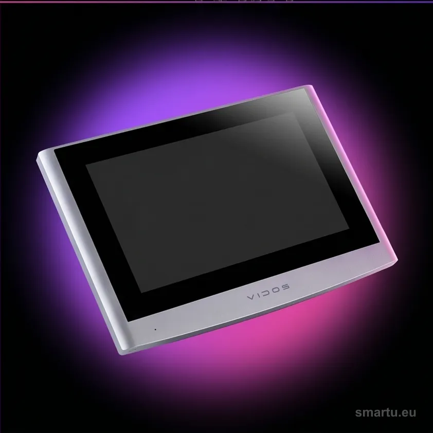 Monitor VIDOS IPX M100-X 7 cali IP wideodomofon na białym tle, widok frontu Monitor VIDOS IPX M100-X 7 cali IP wideodomofon na białym tle, widok frontu
