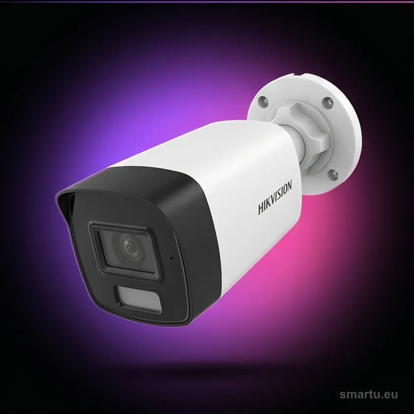Kamera Hikvision DS-2CE17U0T-LF 4K zamontowana na ścianie domu Kamera Hikvision DS-2CE17U0T-LF 4K zamontowana na ścianie domu