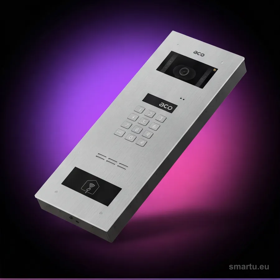 Panel domofonowy ACO INSPIRO 6+ G2 z kamerą szyfratorem i czytnikiem RFID - widok frontalny Panel domofonowy ACO INSPIRO 6+ G2 z kamerą szyfratorem i czytnikiem RFID - widok frontalny