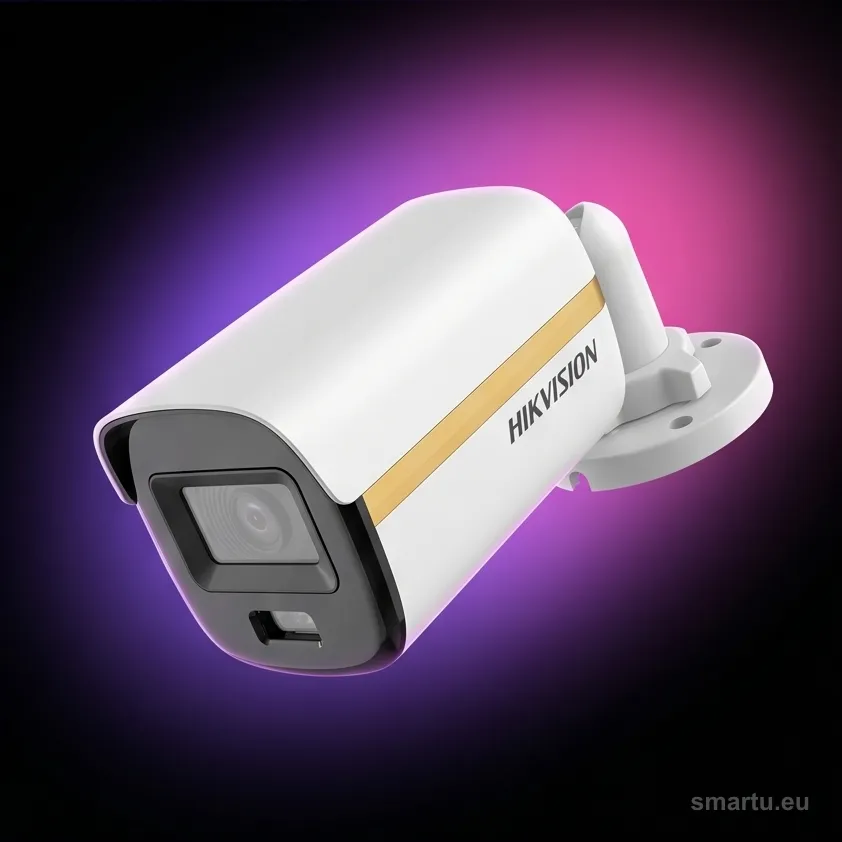 Kamera Hikvision DS-2CE10KF3T-LE 5MP ColorVu w obudowie bullet na ścianie Kamera Hikvision DS-2CE10KF3T-LE 5MP ColorVu w obudowie bullet na ścianie