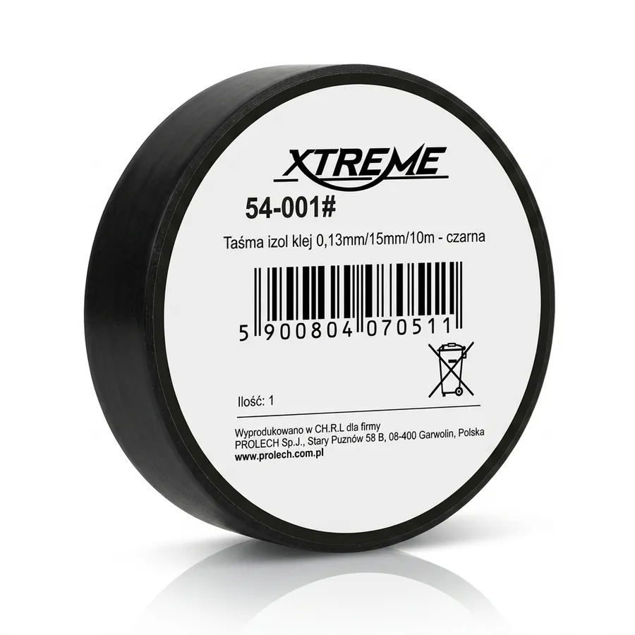 Taśma izolacyjna klejąca XTREME PVC 0,13mm/15mm/10m czarna – do izolacji elektrycznej i wiązkowania kabli Taśma izolacyjna klejąca XTREME PVC 0,13mm/15mm/10m czarna – do izolacji elektrycznej i wiązkowania kabli