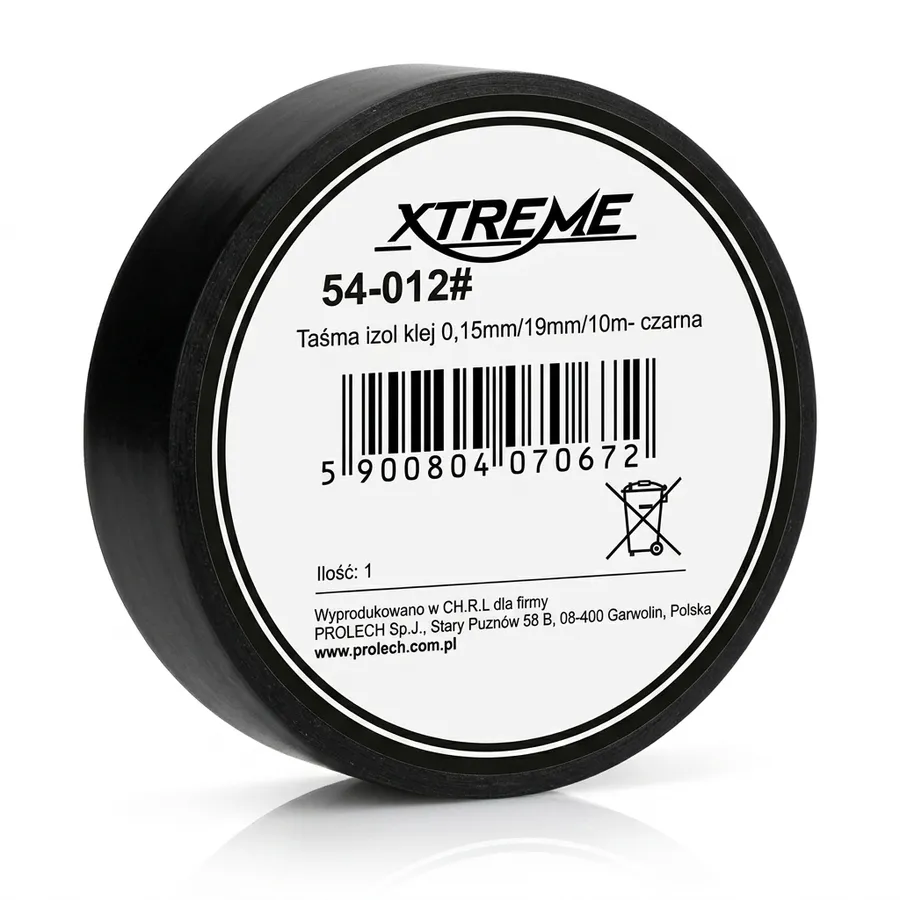 Taśma izolacyjna XTREME PVC czarna 0,15mm/19mm/10m – do izolowania elektrycznego, uszczelniania i wiązkowania przewodów Taśma izolacyjna XTREME PVC czarna 0,15mm/19mm/10m – do izolowania elektrycznego, uszczelniania i wiązkowania przewodów