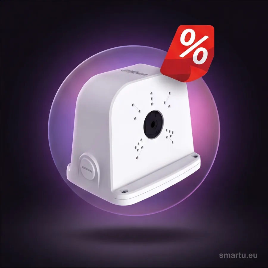 Adapter Dahua PFA6330X z dwiema kamerami zamontowany na rogu budynku Adapter Dahua PFA6330X z dwiema kamerami zamontowany na rogu budynku