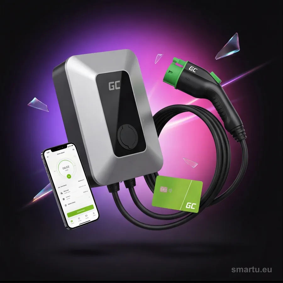 Green Cell HabuDen EVGC021B2250 22kW wallbox ładowarka EV TYPE 2 5m NFC BT Wi-Fi stacja ładowania — ujęcie 1