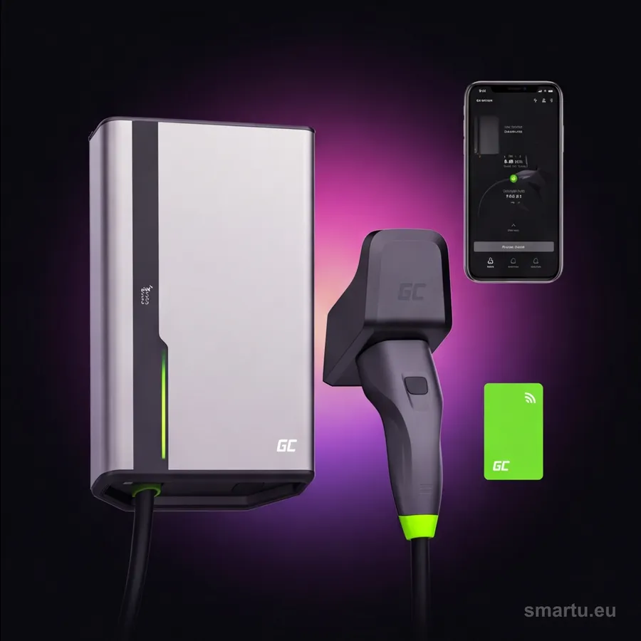 Green Cell HabuDen Wallbox EVGC021B2275 22kW Type 2 7,5m NFC BT Wi-Fi stacja ladowania EV — ujęcie 1