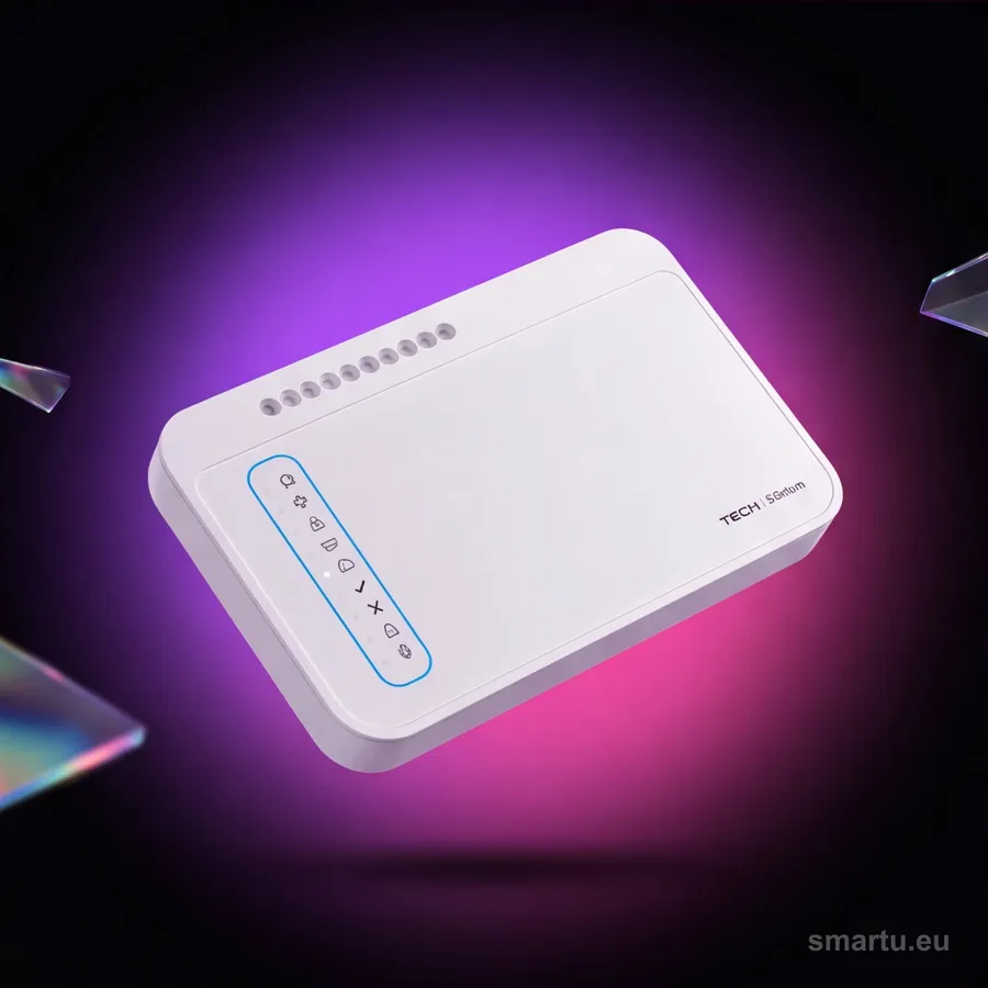 Centrala sterująca TECH Sinum EH-01 lite biała na białym tle widok frontalny Centrala sterująca TECH Sinum EH-01 lite biała na białym tle widok frontalny