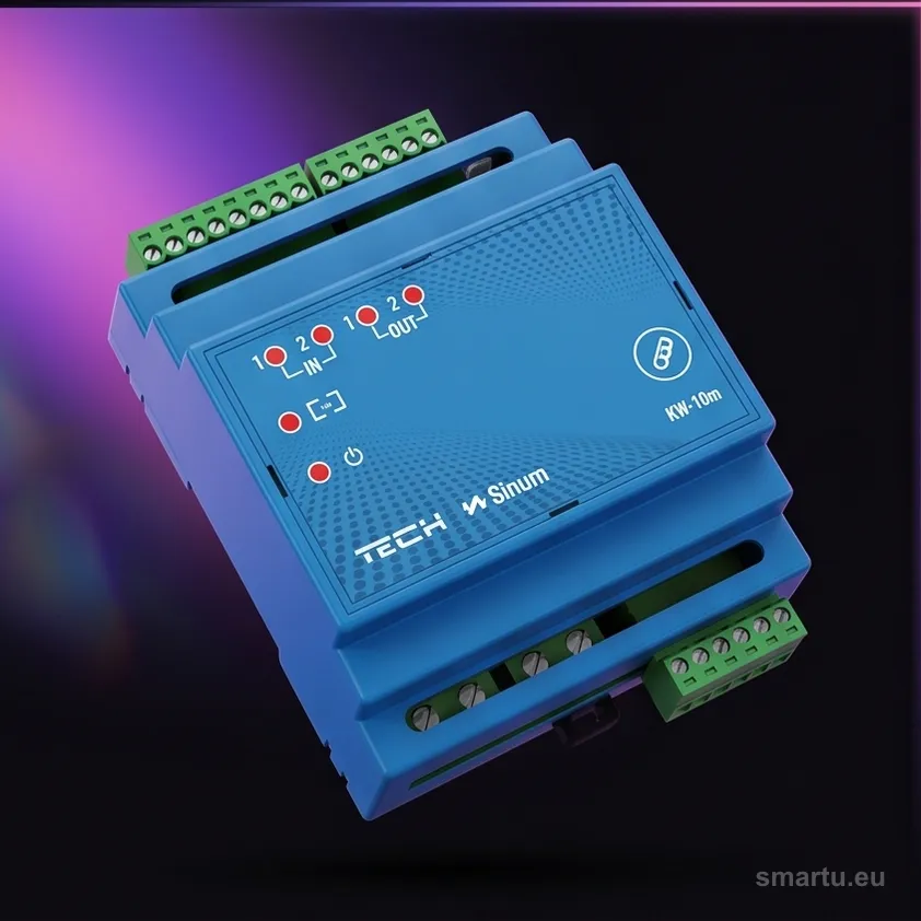 TECH KW-10m karta wejść/wyjść na szynę DIN, 7 wyjść 3 wejścia, system Sinum SBUS, ujęcie 1