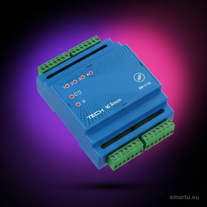 Karta wejść TECH KW-12-2m na szynie DIN z zaciskami wejść