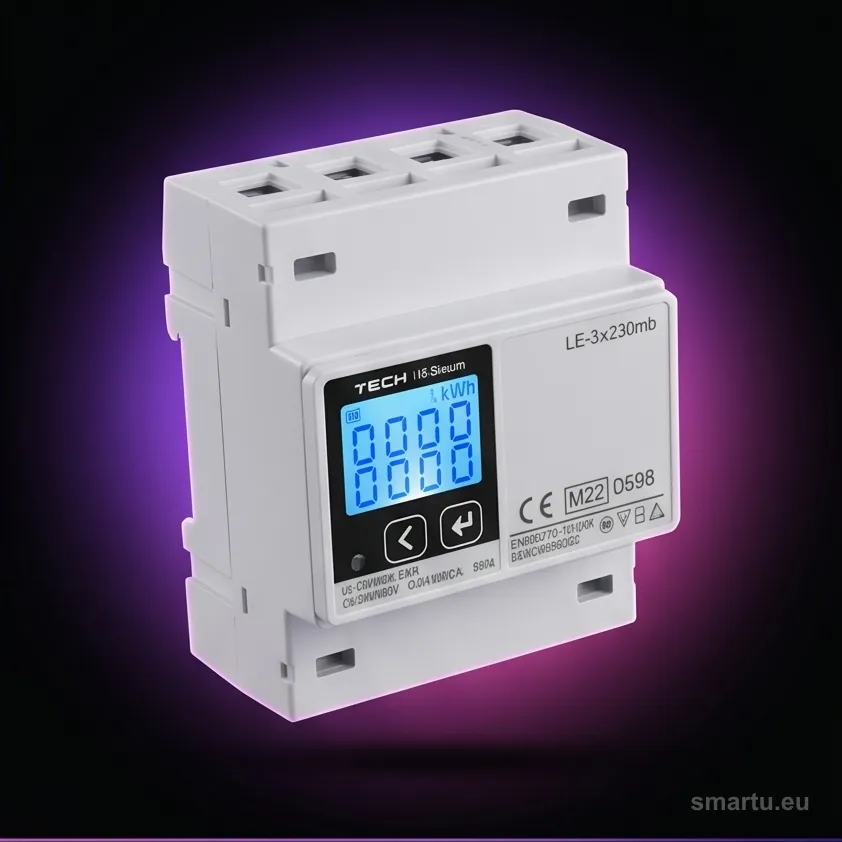 Licznik energii trójfazowy dwukierunkowy Tech Sterowniki LE-3x230mb na szynie DIN Licznik energii trójfazowy dwukierunkowy Tech Sterowniki LE-3x230mb na szynie DIN