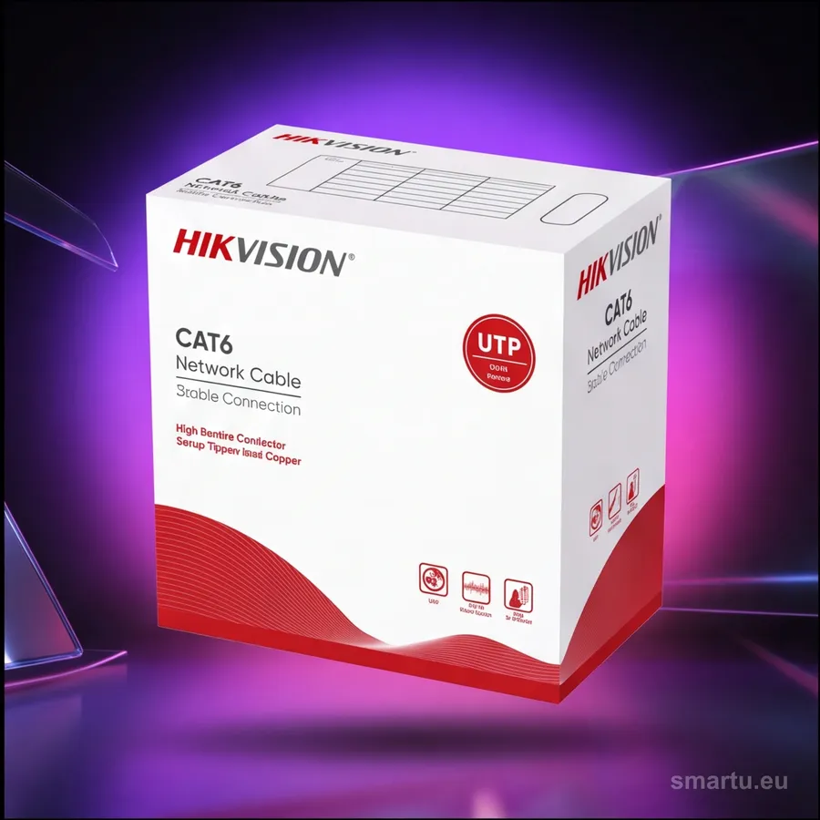 Kabel UTP kat. 6 Hikvision DS-1LN6-UU 305m szpula drewniana widok od góry Kabel UTP kat. 6 Hikvision DS-1LN6-UU 305m szpula drewniana widok od góry