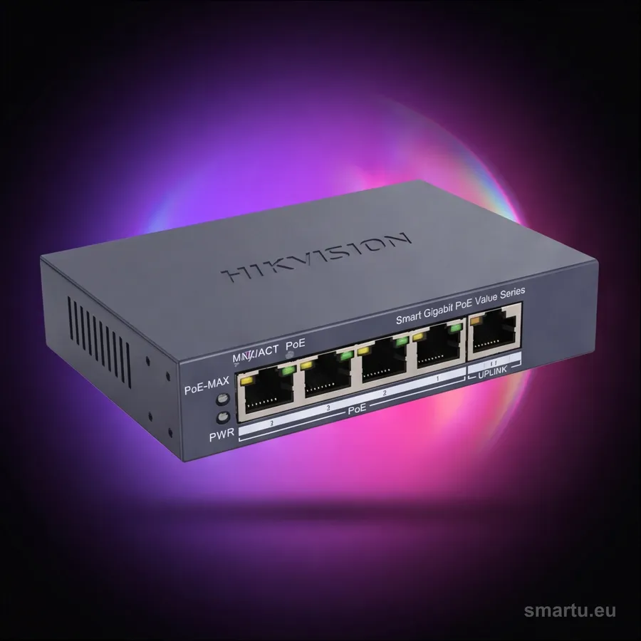 Hikvision DS-3E1505P-EI/M switch zarządzalny 4x PoE Gigabit + 1 RJ45 45W do monitoringu Hikvision DS-3E1505P-EI/M switch zarządzalny 4x PoE Gigabit + 1 RJ45 45W do monitoringu