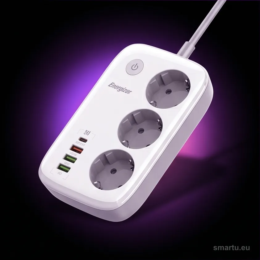 LISTWA ZASILAJĄCA SMART Energizer Z Wi-Fi I APP 3x SCHUKO 3x USB-A 1x USB-C 2500W 10A KABEL 2M LISTWA ZASILAJĄCA SMART Energizer Z Wi-Fi I APP 3x SCHUKO 3x USB-A 1x USB-C 2500W 10A KABEL 2M