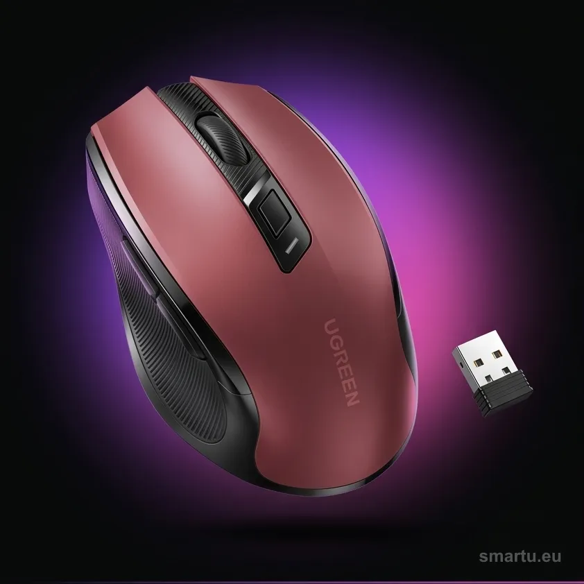 Mysz optyczna Ugreen MU006 bezprzewodowa USB 2.4GHz / Bluetooth 5.0 4000 DPI, czerwona Mysz optyczna Ugreen MU006 bezprzewodowa USB 2.4GHz / Bluetooth 5.0 4000 DPI, czerwona