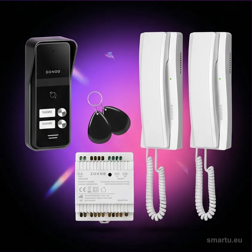 ORNO OR-DOM-BA-936ZD/W ENIR domofon 2-rodzinny 2-żyłowy czytnik RFID IP65 zasilacz DIN biały, ujęcie 1