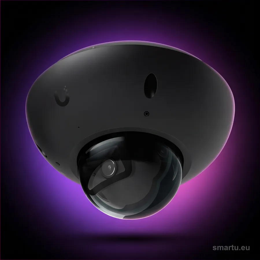Kamera IP 4K UniFi G6 Dome Black UVC-G6-Dome-B widok przodu czarna kopułka Kamera IP 4K UniFi G6 Dome Black UVC-G6-Dome-B widok przodu czarna kopułka