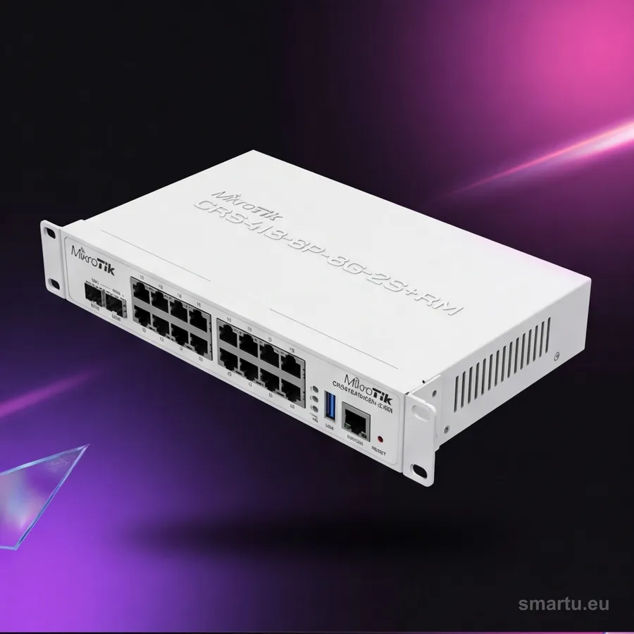 MikroTik CRS418-8P-8G-2S+RM switch PoE+ zarządzalny 8xPoE 2x10G SFP+ rack RouterOS MikroTik CRS418-8P-8G-2S+RM switch PoE+ zarządzalny 8xPoE 2x10G SFP+ rack RouterOS