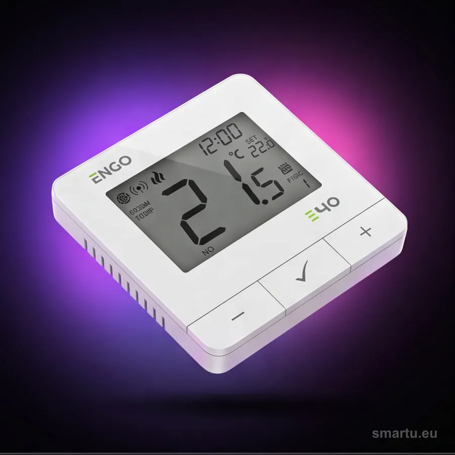 ENGO E40-230W regulator temperatury ZigBee 868, zasilany 230V, natynkowy, biały, programowalny termostat, ujęcie 1