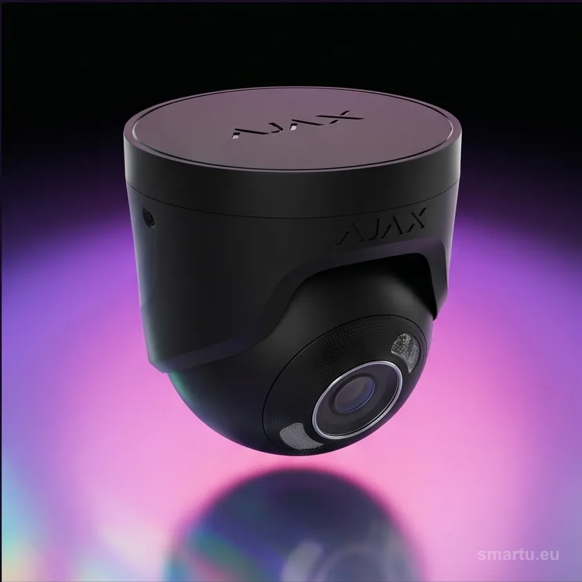 Ajax TurretCam HL 5MPx 2,8mm czarna kamera IP kopułkowa - widok frontalny Ajax TurretCam HL 5MPx 2,8mm czarna kamera IP kopułkowa - widok frontalny