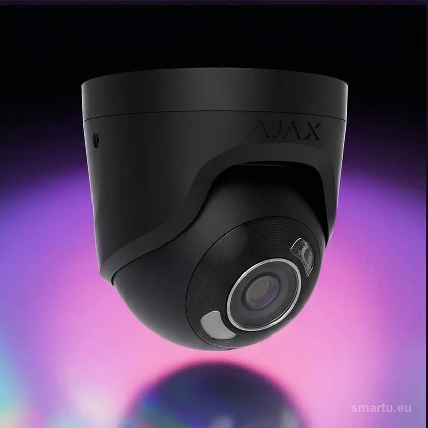 Ajax TurretCam 5 Mp 4 mm czarna metalowa kopułka kamera IP65 widok z boku Ajax TurretCam 5 Mp 4 mm czarna metalowa kopułka kamera IP65 widok z boku