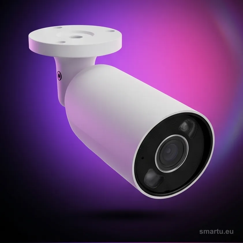 Ajax BulletCam 5 Mpx 2.8 mm 8EU biała kamera tuba IP zewnętrzna AI IR 35m widok frontu Ajax BulletCam 5 Mpx 2.8 mm 8EU biała kamera tuba IP zewnętrzna AI IR 35m widok frontu