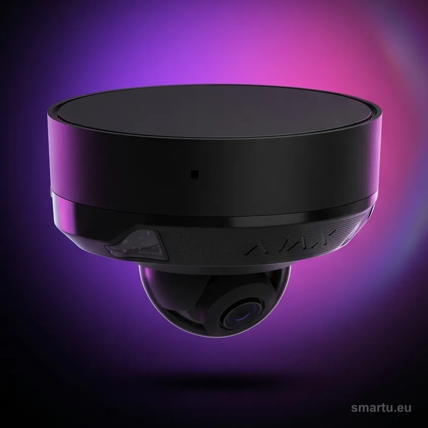 Ajax DomeCam Mini HL 5MP 2.8mm kopulka szklana czarna na bialym tle Ajax DomeCam Mini HL 5MP 2.8mm kopulka szklana czarna na bialym tle