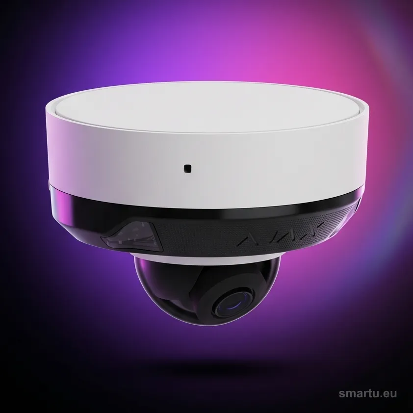 Ajax DomeCam Mini 5MP 2.8mm biały kamera kopułkowa szklana widok frontu Ajax DomeCam Mini 5MP 2.8mm biały kamera kopułkowa szklana widok frontu