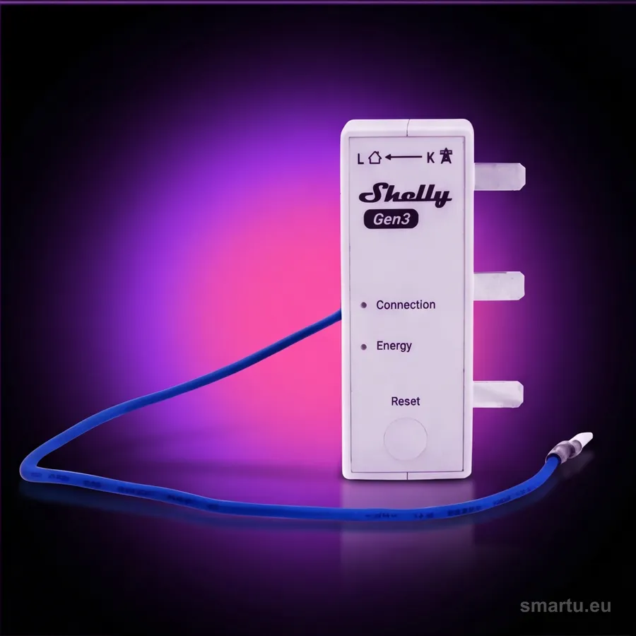 Shelly 3EM-63T Gen3 licznik energii 3-fazowy WiFi, płaskie terminale, pomiar do 63 A, DIN, MQTT, ujęcie 1