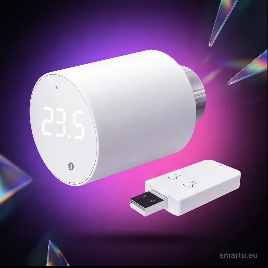 Shelly BLU TRV 2-pack, 2 głowice termostatyczne + bramka BLU Gateway Gen3, sterowanie WiFi, ujęcie 1