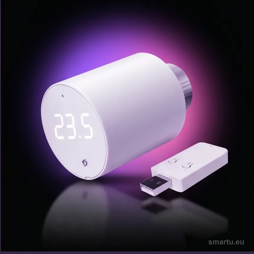 Shelly BLU TRV 3-pack, 3 głowice termostatyczne + BLU Gateway Gen3, sterowanie z aplikacji, ujęcie 1