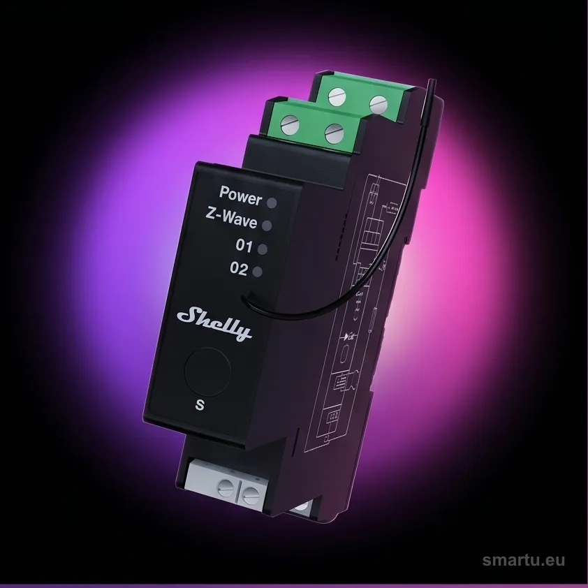 Shelly Qubino Wave PRO Shutter sterownik rolet Z-Wave 800 na szynę DIN z pomiarem energii, ujęcie 1