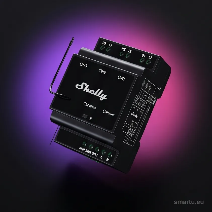 Shelly Wave PRO 3 EU LR przekaźnik Z-Wave 800 trzykanałowy 3×16 A styki bezpotencjałowe szyna DIN, ujęcie 1