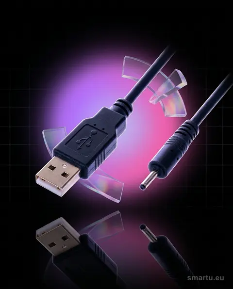 Przyłącze USB A, wtyk DC 0,7/2,5 1,5m czarne do tabletów Przyłącze USB A, wtyk DC 0,7/2,5 1,5m czarne do tabletów
