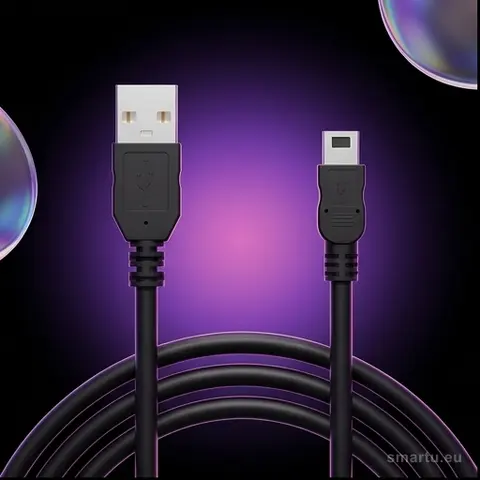 Kabel USB A, mini B 1,5m do ładowania i transmisji danych, czarny, blister Kabel USB A, mini B 1,5m do ładowania i transmisji danych, czarny, blister
