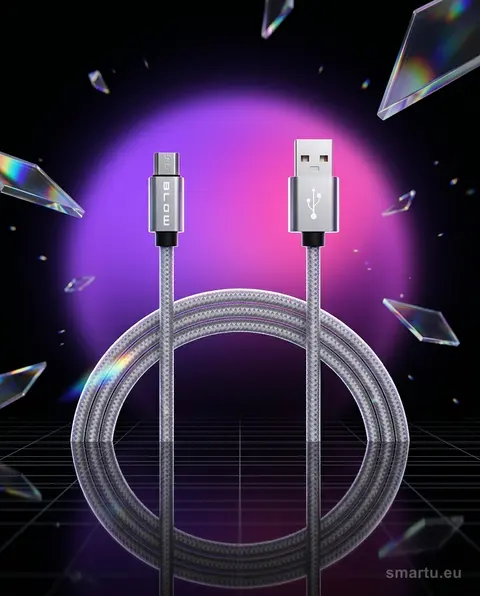 Kabel USB A, micro B 1,0m plecionka-srebrny smartu.eu do smartfonów, nawigacji, aparatów Kabel USB A, micro B 1,0m plecionka-srebrny smartu.eu do smartfonów, nawigacji, aparatów