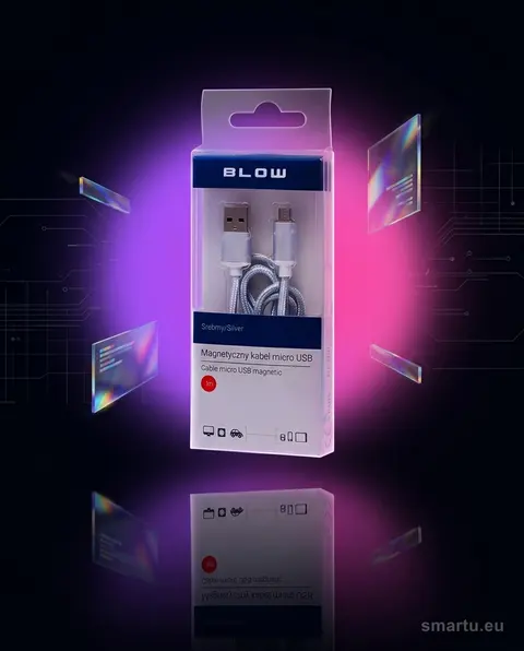 Przyłącze USB A, micro B 1,0m magnetyczne srebrny, kabel ładowania synchronizacji Przyłącze USB A, micro B 1,0m magnetyczne srebrny, kabel ładowania synchronizacji