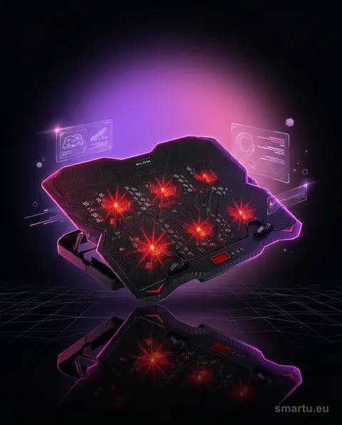 Podstawka chłodząca laptop 6 wentylatorów VENTUS z podświetleniem LED i uchwytem na telefon Podstawka chłodząca laptop 6 wentylatorów VENTUS z podświetleniem LED i uchwytem na telefon