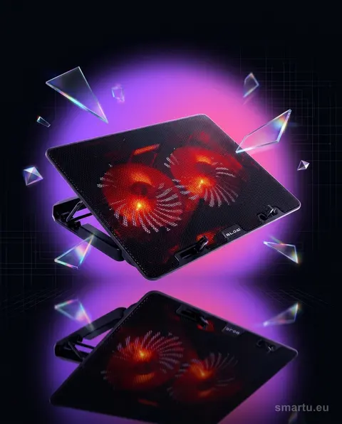 Podstawka chłodząca laptop 2 wentylatory SAMBA RED, podkładka z podświetleniem USB Podstawka chłodząca laptop 2 wentylatory SAMBA RED, podkładka z podświetleniem USB