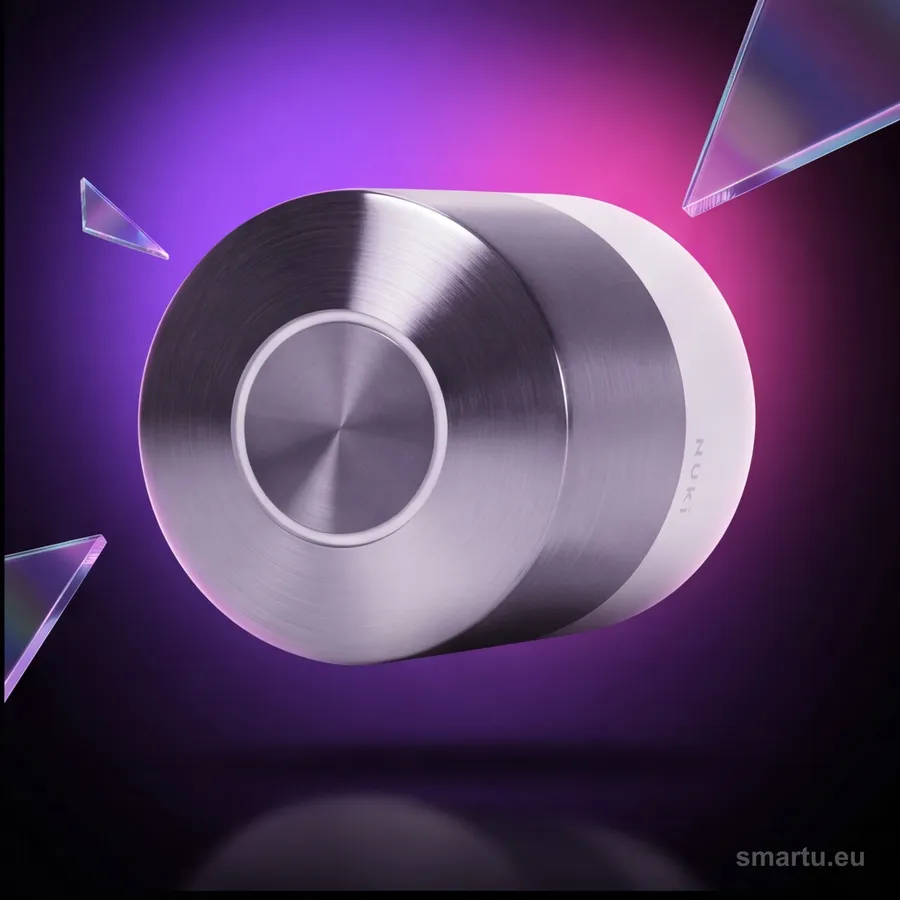 Nuki Smart Lock Pro biały zamek inteligentny zamontowany na drzwiach wewnętrznych europrofil Nuki Smart Lock Pro biały zamek inteligentny zamontowany na drzwiach wewnętrznych europrofil