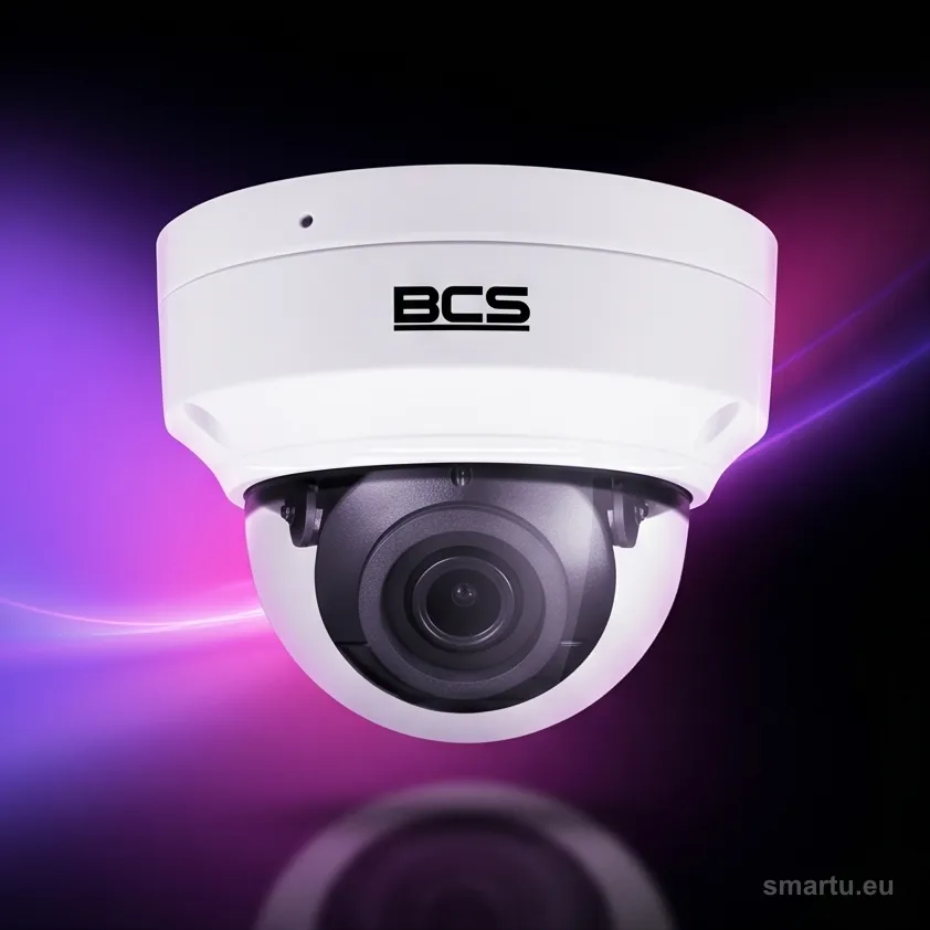 Kopułkowa kamera IP BCS POINT BCS-P-DIP24FC-Ai1 zamontowana nad wejściem Kopułkowa kamera IP BCS POINT BCS-P-DIP24FC-Ai1 zamontowana nad wejściem