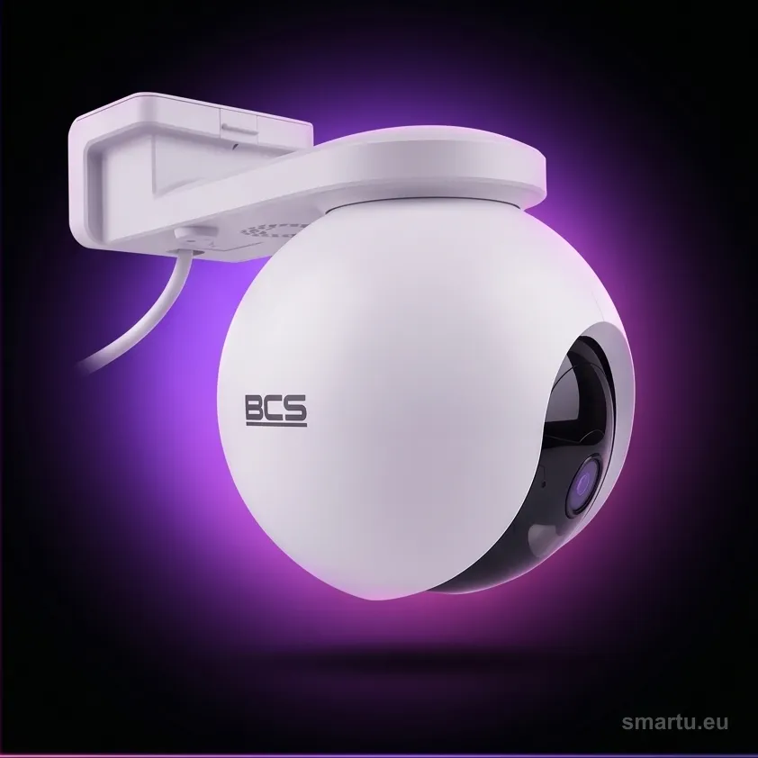 Kamera IP BCS Point BCS-P-TIP15FSR5-Ai w tubowej obudowie na ścianie posesji Kamera IP BCS Point BCS-P-TIP15FSR5-Ai w tubowej obudowie na ścianie posesji