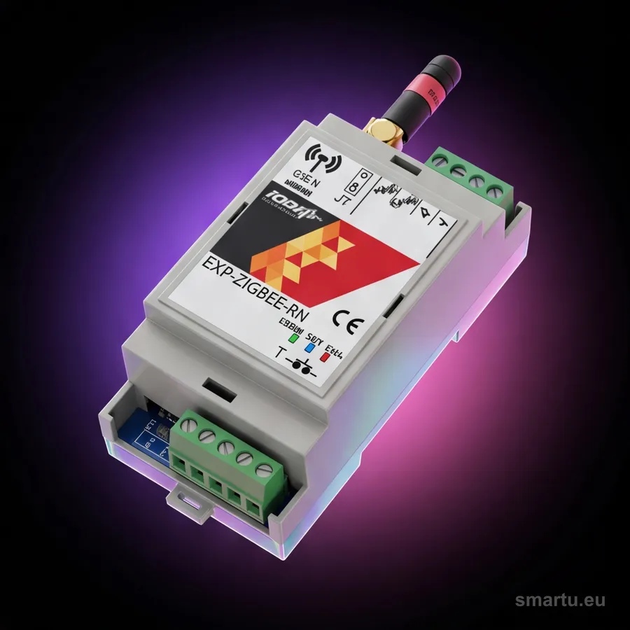Bramka Zigbee ROPAM EXP-Zigbee-RN na szynie DIN w rozdzielnicy Bramka Zigbee ROPAM EXP-Zigbee-RN na szynie DIN w rozdzielnicy