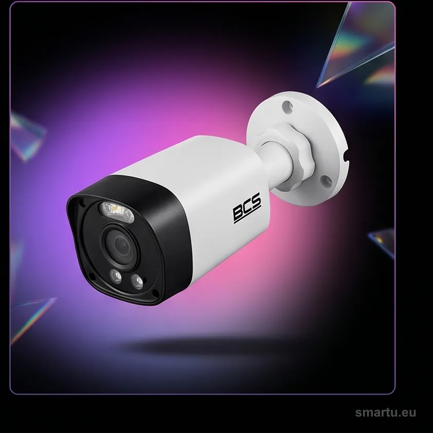 Kamera IP tubowa BCS POINT 8Mpx Smart Dual Light z detekcją AI na ścianie zewnętrznej Kamera IP tubowa BCS POINT 8Mpx Smart Dual Light z detekcją AI na ścianie zewnętrznej