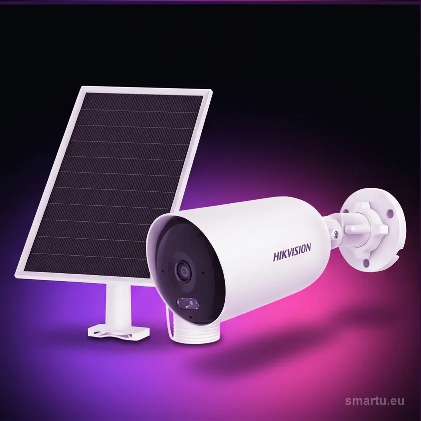 Solarna kamera 4G Hikvision DS-2CFS04/4G z panelem słonecznym na słupie Solarna kamera 4G Hikvision DS-2CFS04/4G z panelem słonecznym na słupie
